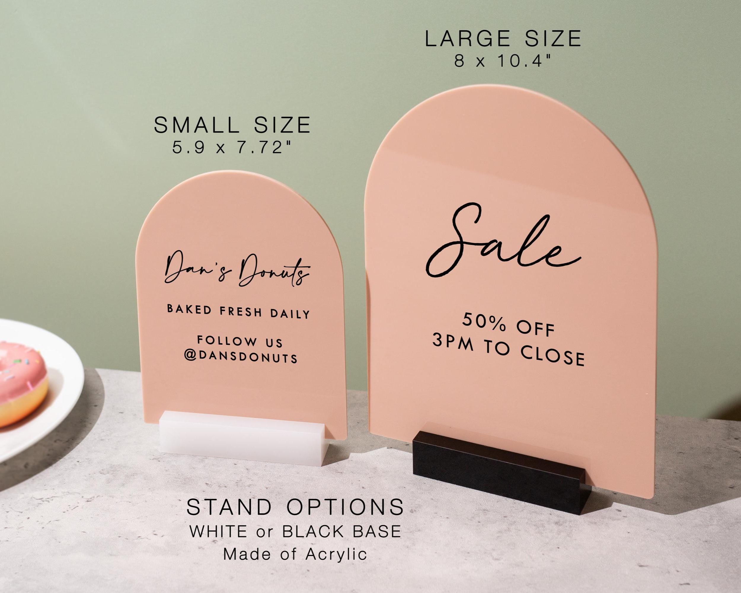 Custom Arch Sign w/ Acrylic Stand - Personalized Text Design Table Top Shop Counter Small Business Sale Show Display Clinic Office Decor
