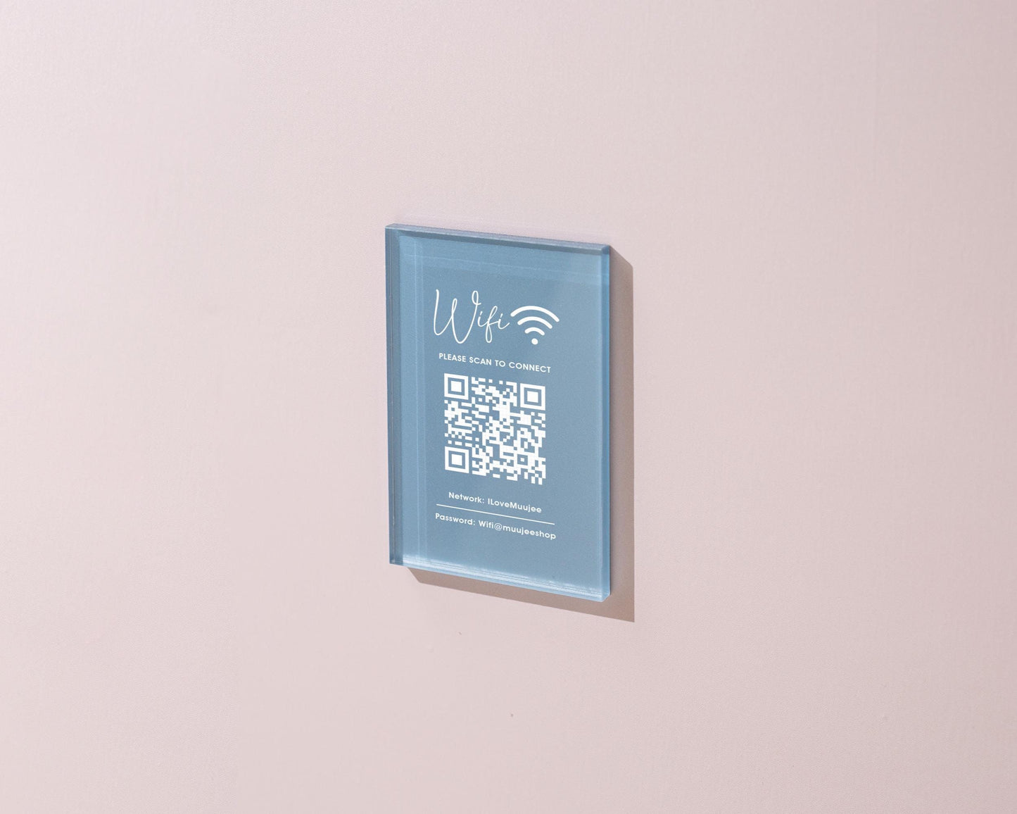 QR Code Wifi Pastel Acrylic Sign (W1) - Custom Network Internet Password Table Signage Hotel Small Business Office Salon Doctor Shop Signs