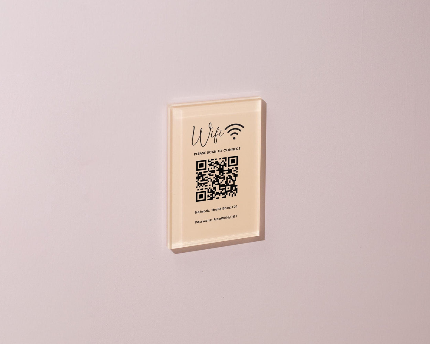 QR Code Wifi Pastel Acrylic Sign (W1) - Custom Network Internet Password Table Signage Hotel Small Business Office Salon Doctor Shop Signs