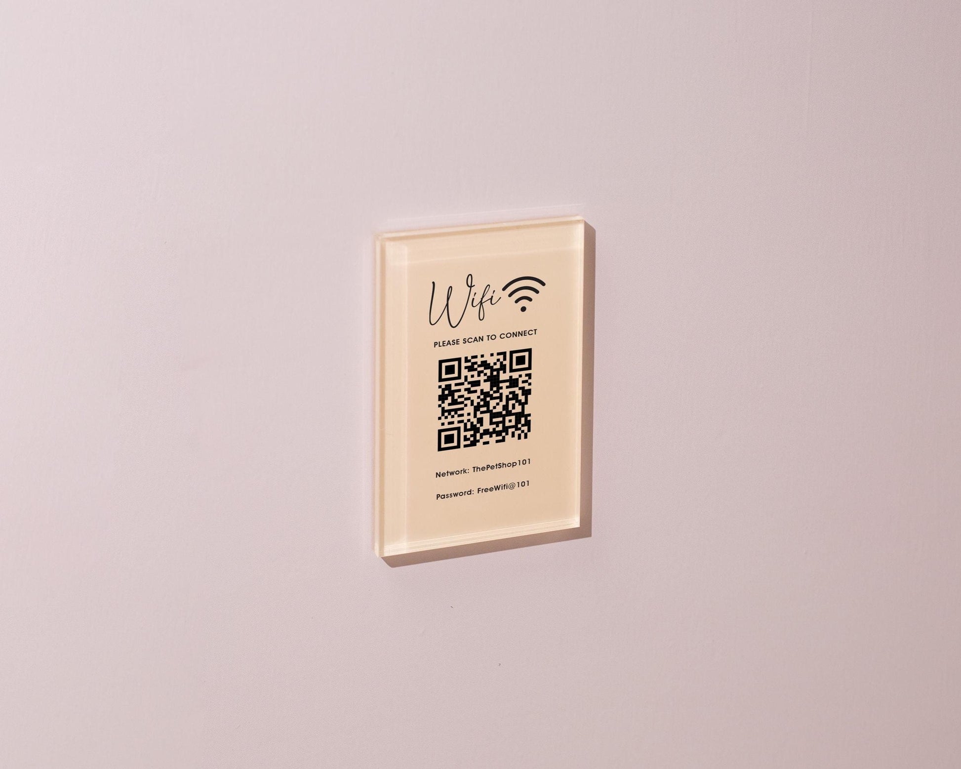 QR Code Wifi Pastel Acrylic Sign (W1) - Custom Network Internet Password Table Signage Hotel Small Business Office Salon Doctor Shop Signs