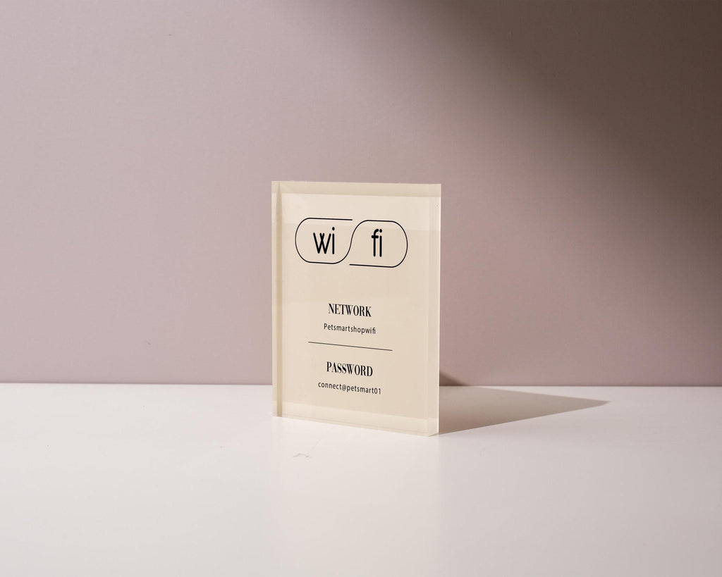 Wifi Pastel Acrylic Sign (W2) - Custom Network Internet Password Table Display Signage Hotel Small Business Office Salon Doctor Shop Signs
