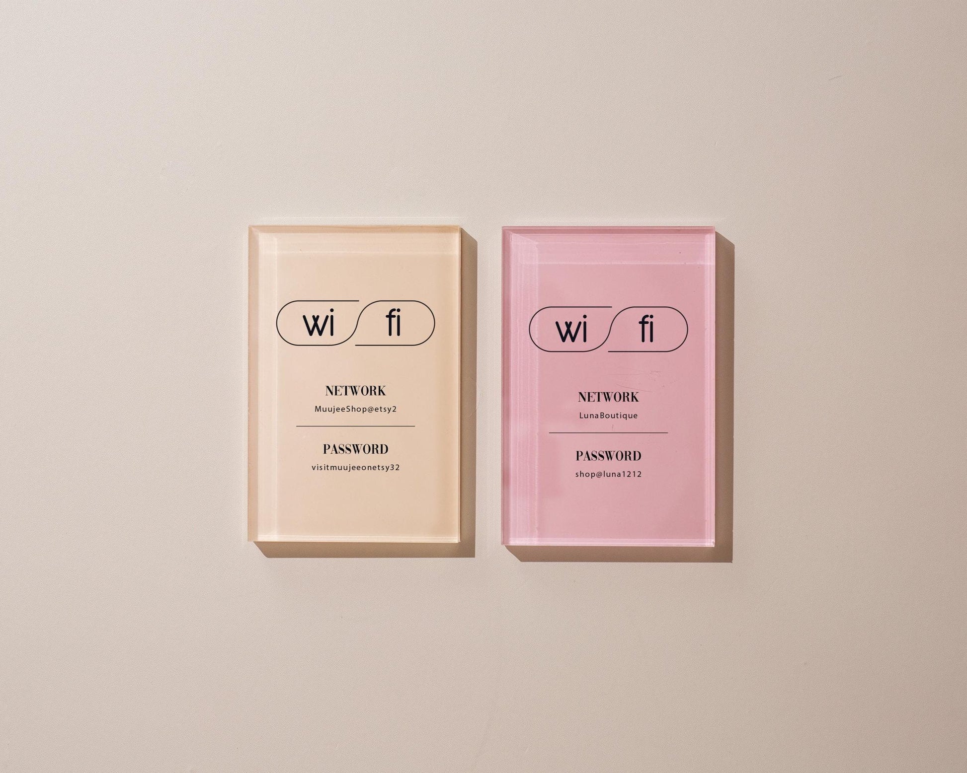 Wifi Pastel Acrylic Sign (W2) - Custom Network Internet Password Table Display Signage Hotel Small Business Office Salon Doctor Shop Signs