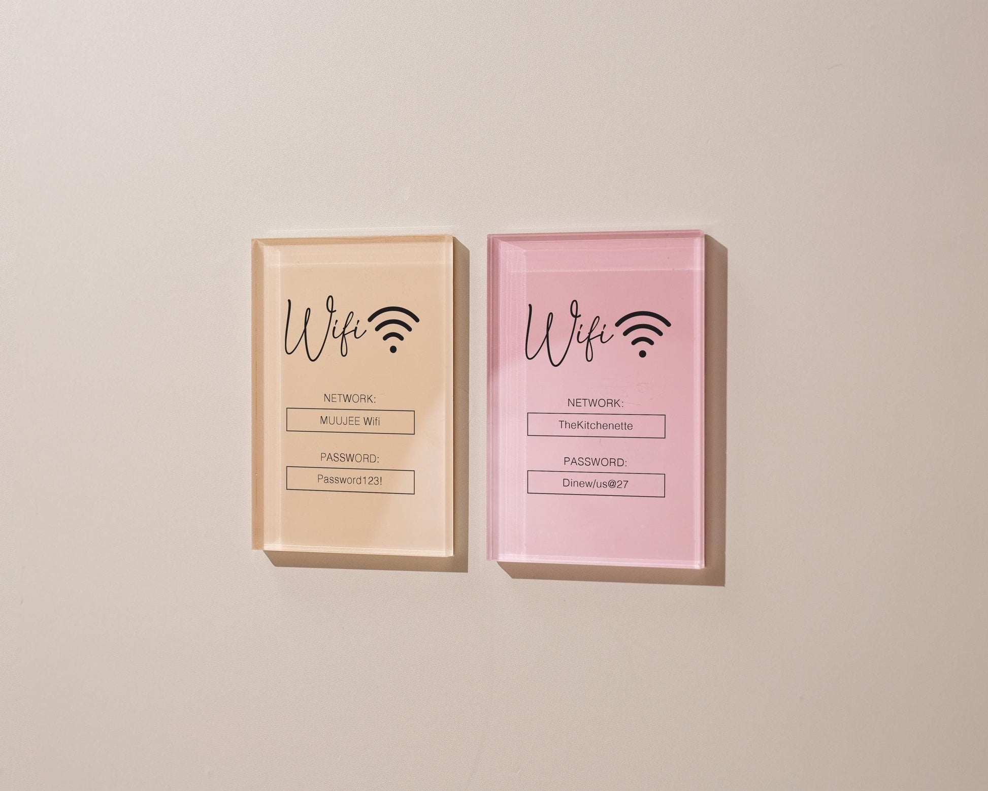 Wifi Pastel Acrylic Sign (W3) - Custom Network Internet Password Table Signage Hotel Small Business Office Salon Doctor Bar Shop Signs