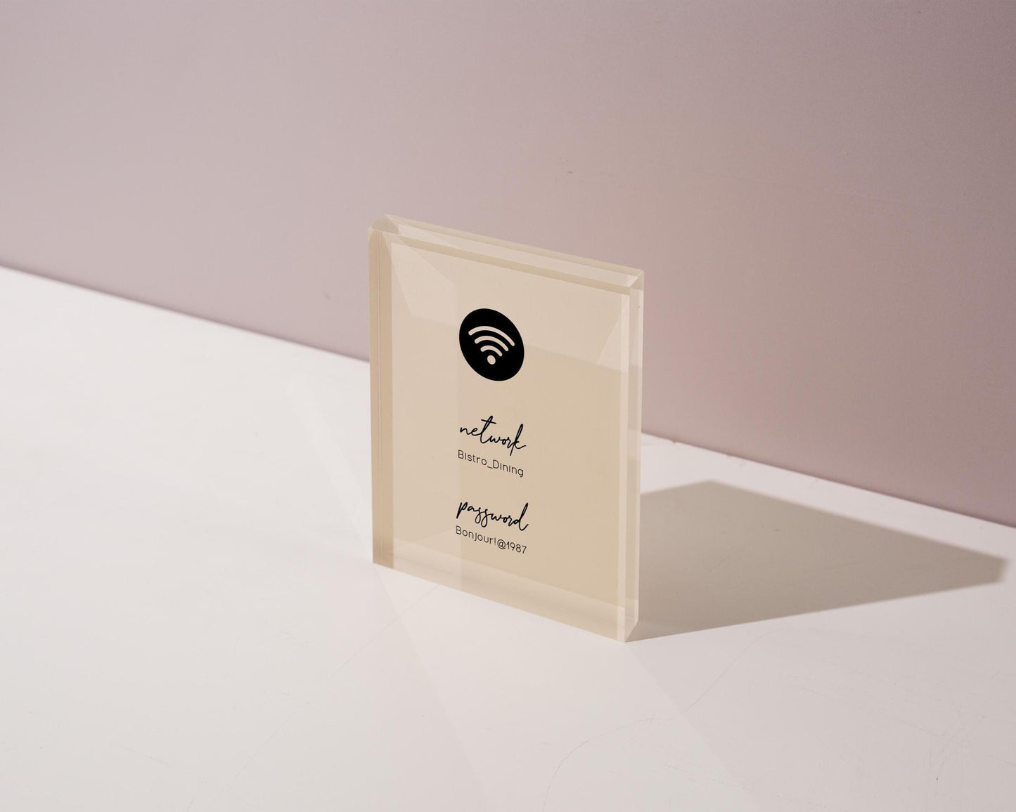 Wifi Pastel Acrylic Sign (W4) - Custom Network Internet Password Table Signage Hotel Small Business Office Salon Doctor Bar Shop Signs