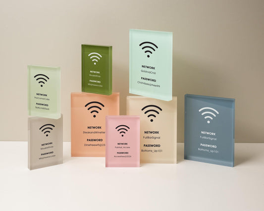 Wifi Pastel Acrylic Sign (W5) - Custom Network Internet Password Table Signage Hotel Small Business Office Salon Doctor Bar Shop Signs