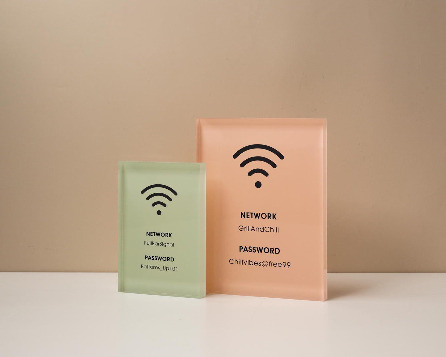 Wifi Pastel Acrylic Sign (W5) - Custom Network Internet Password Table Signage Hotel Small Business Office Salon Doctor Bar Shop Signs