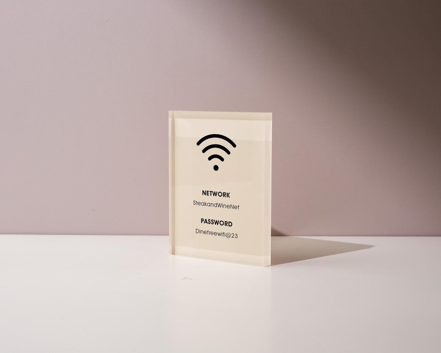 Wifi Pastel Acrylic Sign (W5) - Custom Network Internet Password Table Signage Hotel Small Business Office Salon Doctor Bar Shop Signs