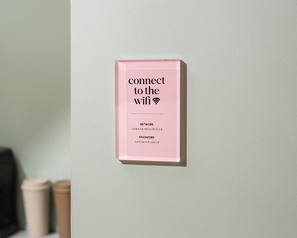 Wifi Pastel Acrylic Sign (W6) - Custom Network Internet Password Table Signage Hotel Small Business Office Salon Doctor Bar Shop Signs