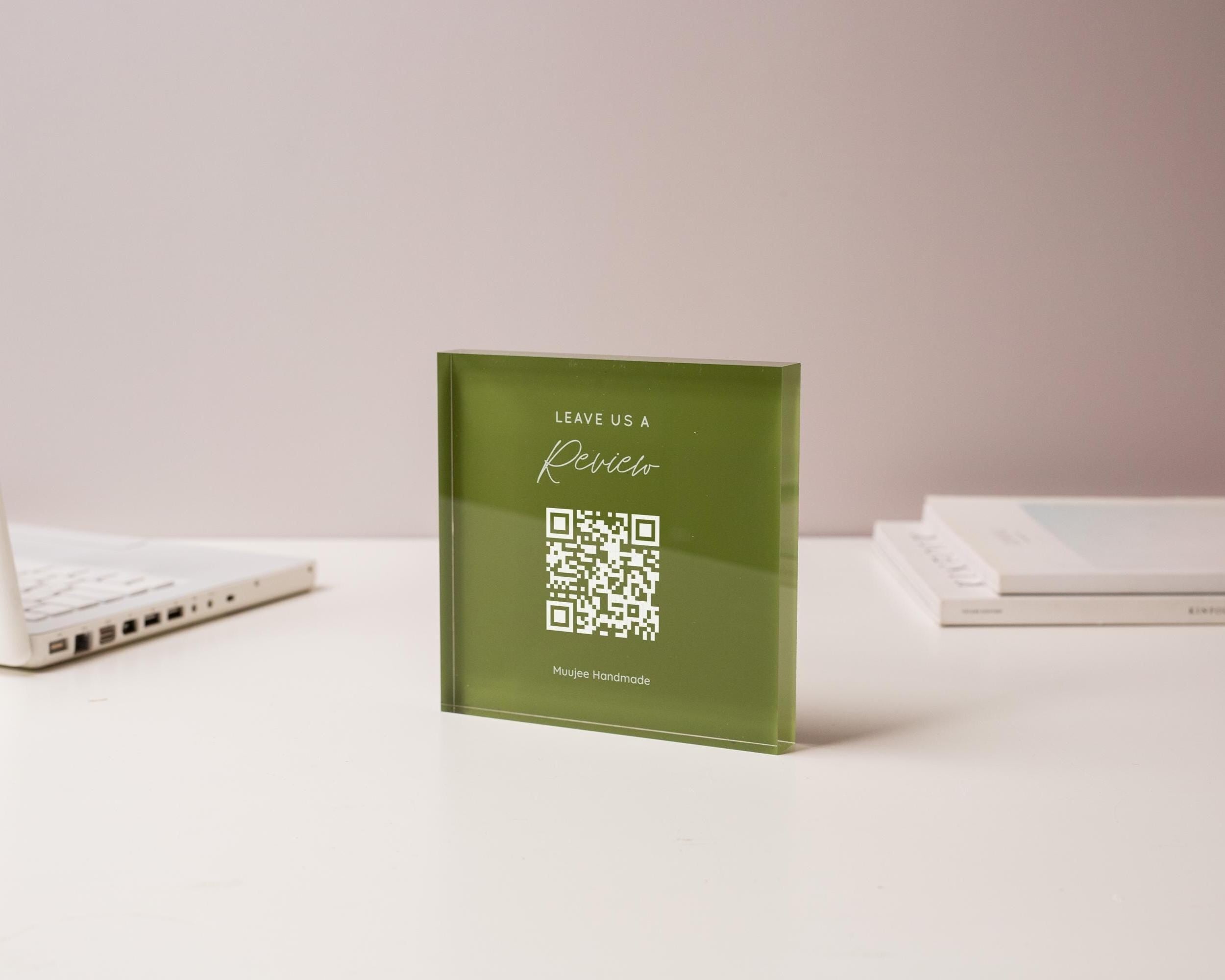 Square Pastel Wall QR Sign (D4) - 6x6" Custom Stick On Scannable Door Wall QR Code Menu & Social Media Sign for Business Shop Restaurant