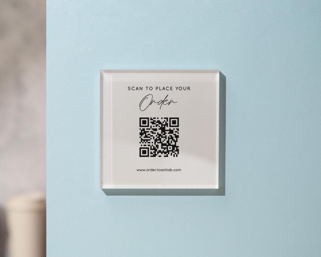 Square Pastel Wall QR Sign (D4) - 6x6" Custom Stick On Scannable Door Wall QR Code Menu & Social Media Sign for Business Shop Restaurant