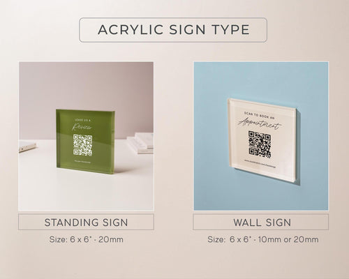 Square Pastel Wall QR Sign (D4) - 6x6" Custom Stick On Scannable Door Wall QR Code Menu & Social Media Sign for Business Shop Restaurant