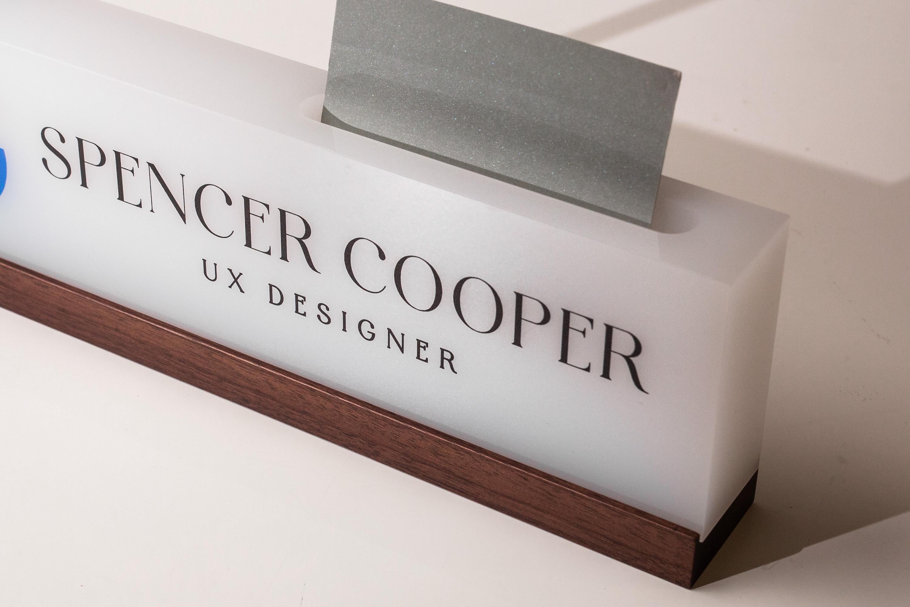 Personalized Acrylic Name Block w/ Logo (D5) - Company Office Decor, Manager Boss CEO Executive Desk Sign, Coworker Employee Promotion Gift
