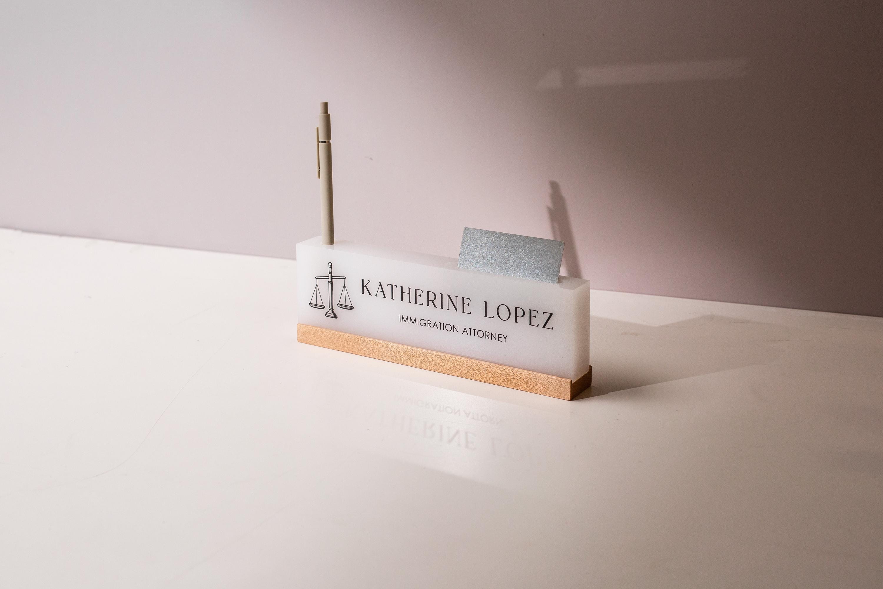 Personalized Acrylic Name Block w/ Logo (D4) - Attorney Judge Office Desk Sign, Lawyer Appreciation Gift, Juris Doctor Law School Graduation