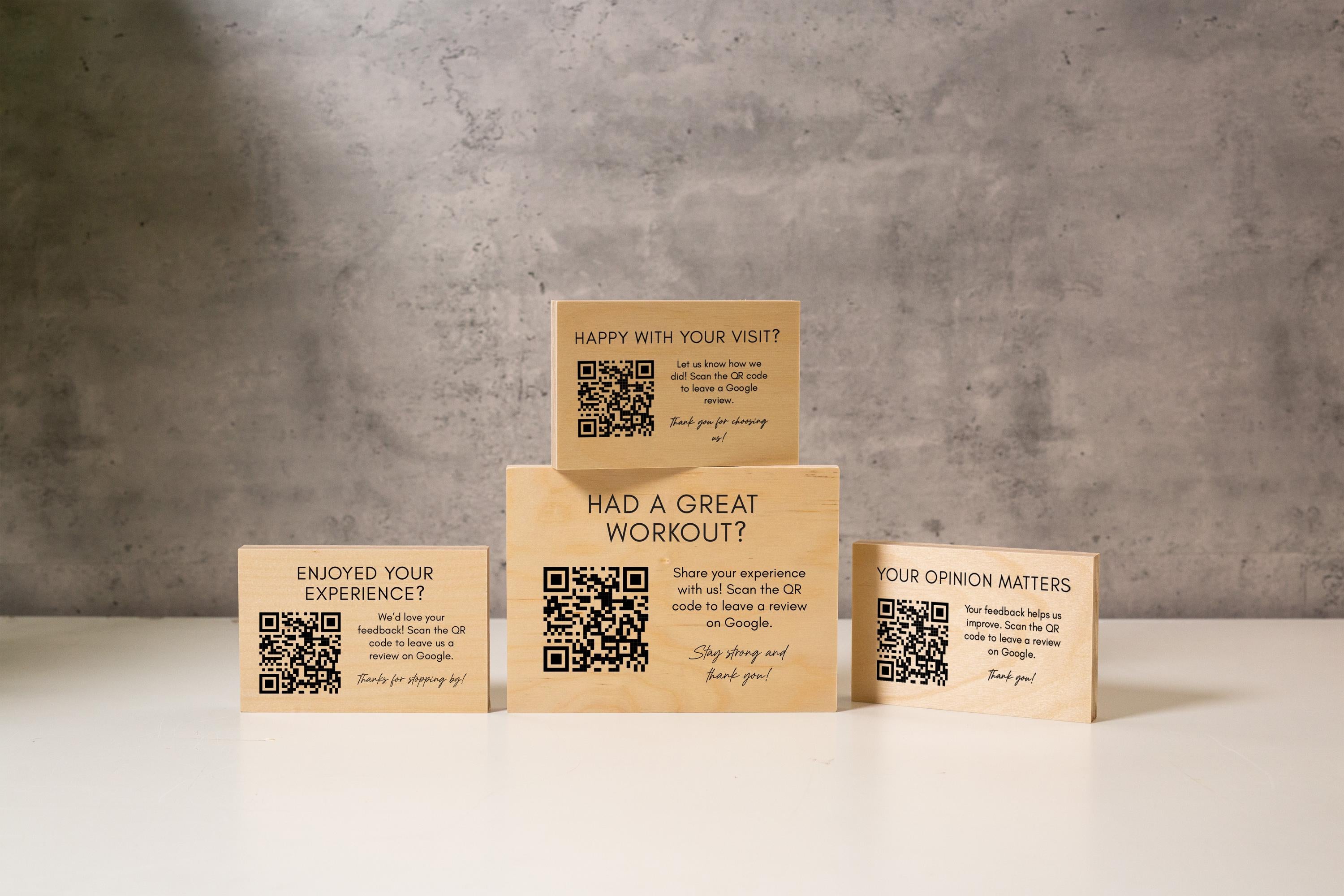 4x6 Birch Plywood QR Sign (D3) - Your Text On Wooden Plate, Custom Signs Desk Wall, Shop Office Business QR Code Sign to Any Website Link