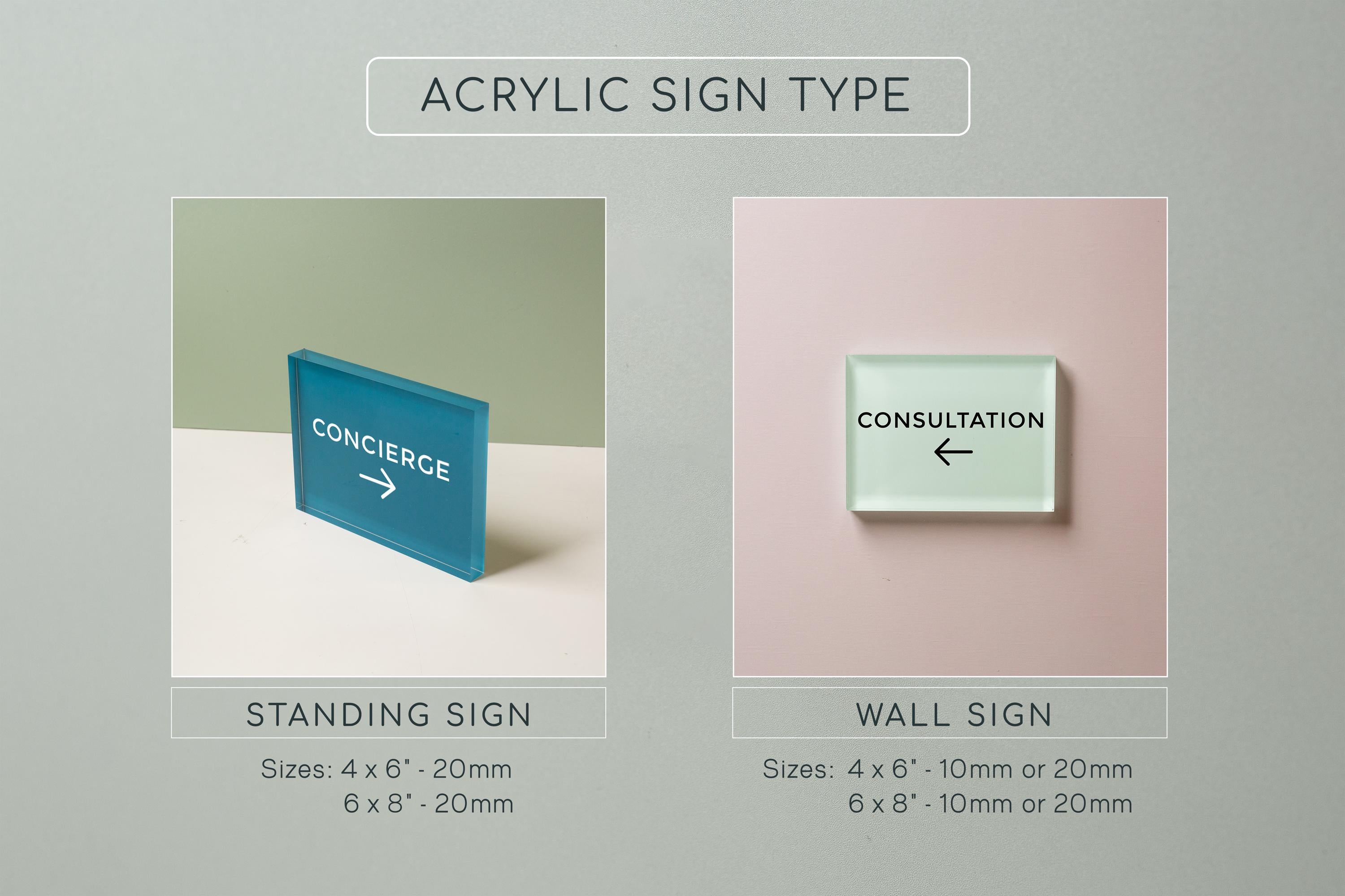 4x6 Pastel Acrylic Wall Sign (D2) - Your Text On Wall Sign Stick-On Signage for Guests Shop Office Business Direction Instructions Arrows