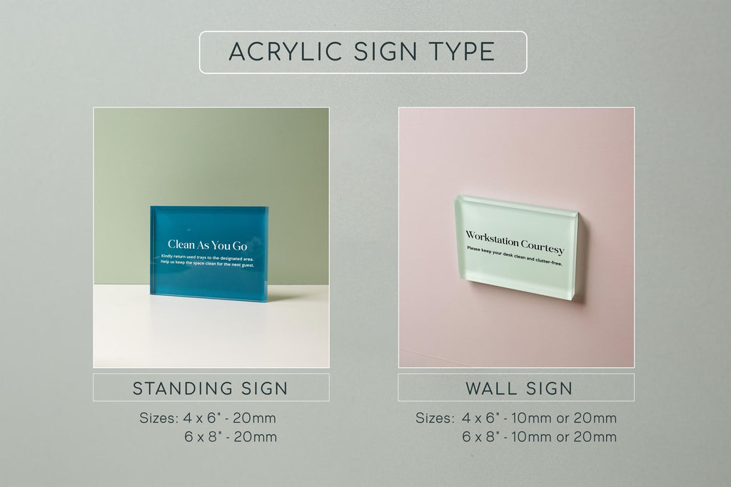 4x6 Pastel Acrylic Wall Sign (D1) - Your Text On Wall Sign Custom Stick-On Signage for Guests Shop Office Business Direction Instructions