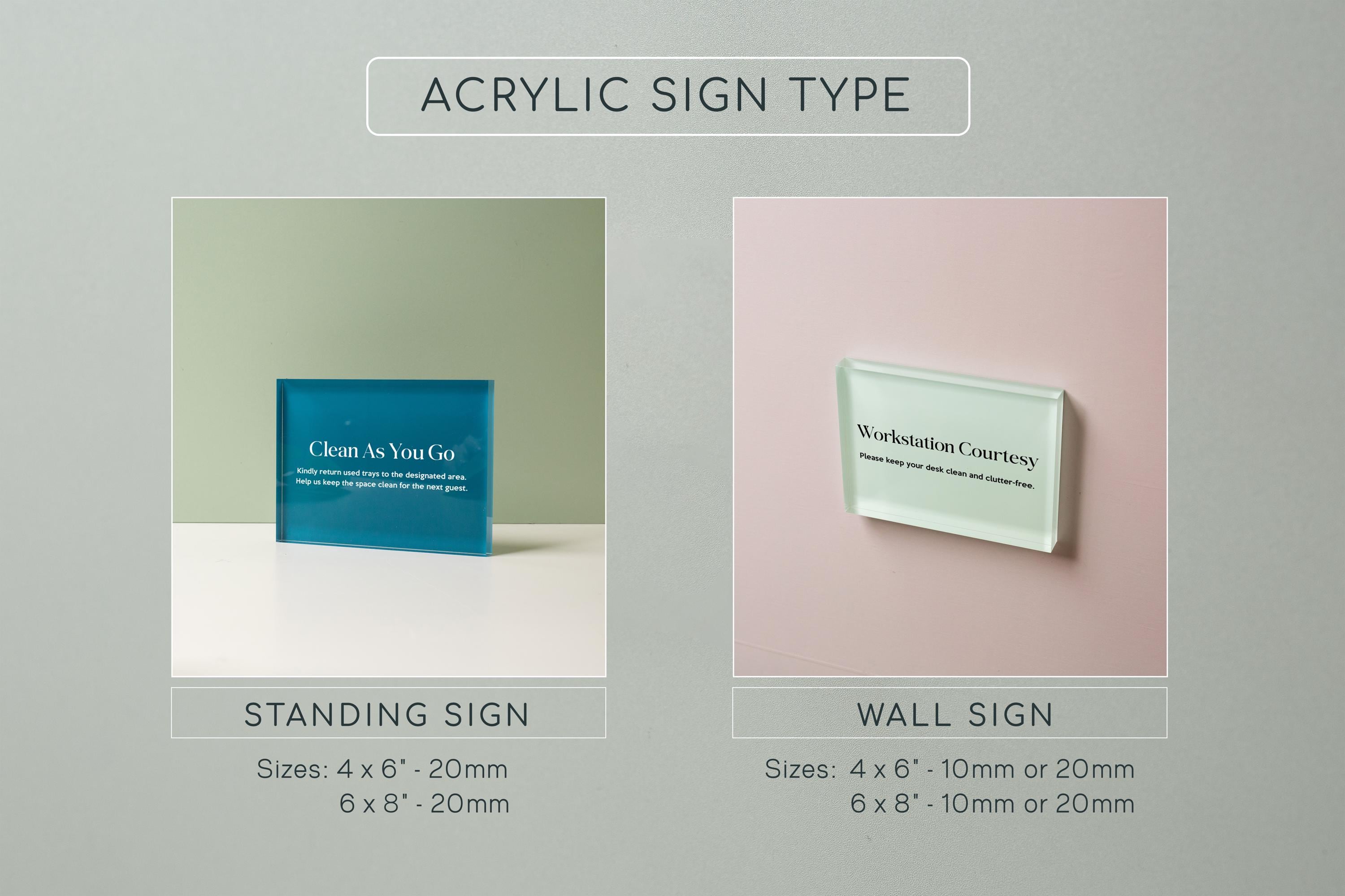 4x6 Pastel Acrylic Wall Sign (D1) - Your Text On Wall Sign Custom Stick-On Signage for Guests Shop Office Business Direction Instructions