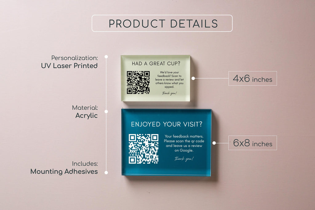 Pastel Acrylic QR Code Text Sign (D3) - Custom Signage Office Business Doctor Hotel Rental Building Scan to Website Social Media Review Tip