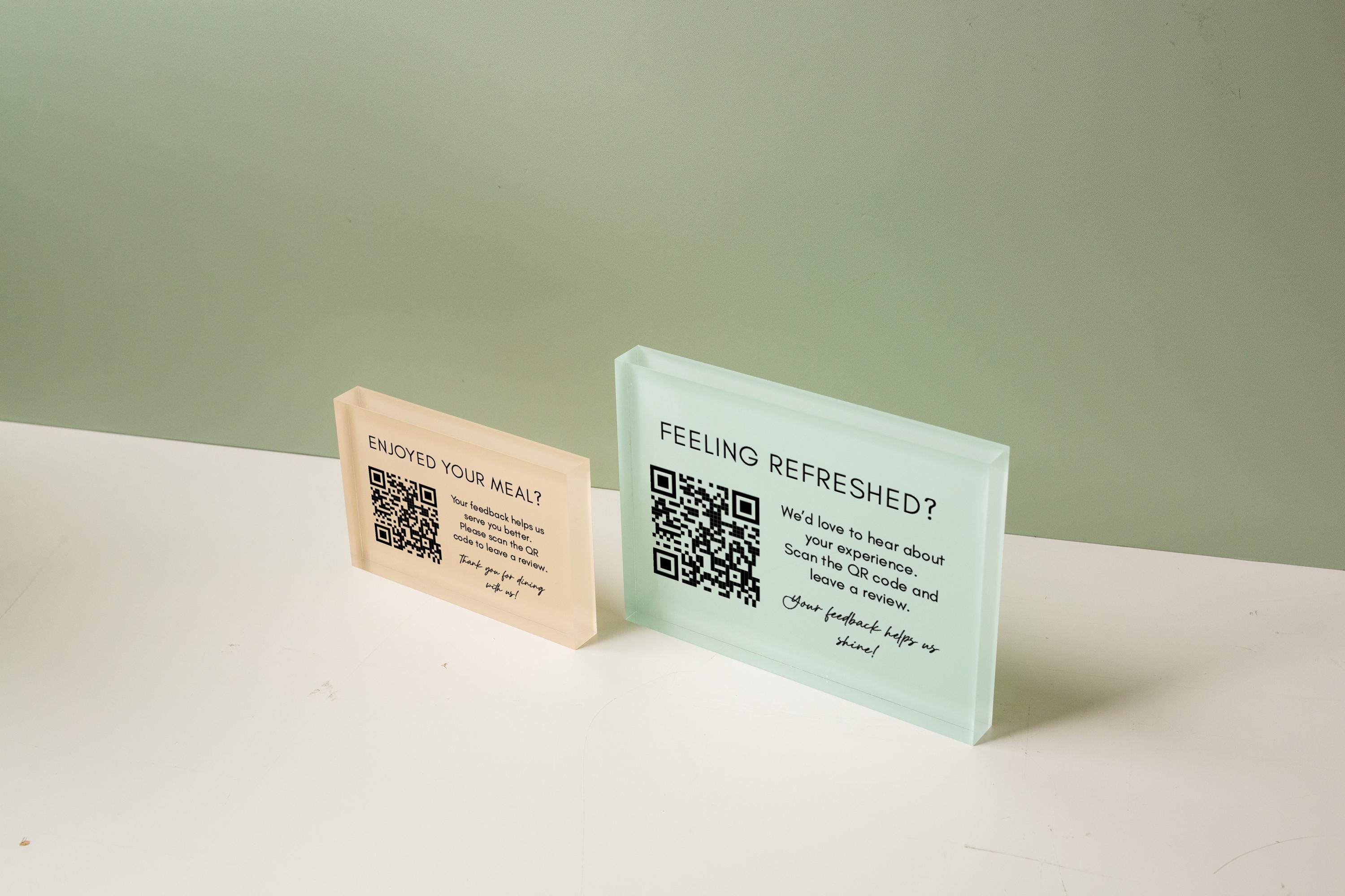 Pastel Acrylic QR Code Text Sign (D3) - Custom Signage Office Business Doctor Hotel Rental Building Scan to Website Social Media Review Tip