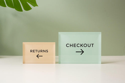 4x6 Pastel Acrylic Wall Sign (D2) - Your Text On Wall Sign Stick-On Signage for Guests Shop Office Business Direction Instructions Arrows