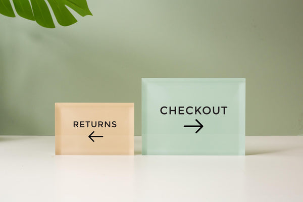 4x6 Pastel Acrylic Wall Sign (D2) - Your Text On Wall Sign Stick-On Signage for Guests Shop Office Business Direction Instructions Arrows