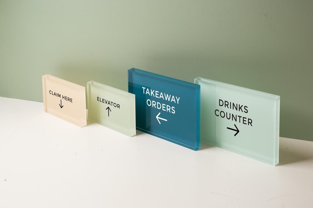 4x6 Pastel Acrylic Wall Sign (D2) - Your Text On Wall Sign Stick-On Signage for Guests Shop Office Business Direction Instructions Arrows