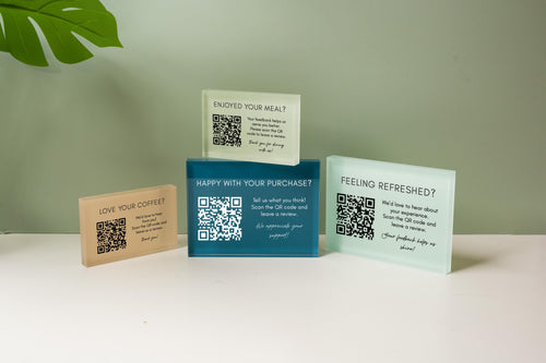 Pastel Acrylic QR Code Text Sign (D3) - Custom Signage Office Business Doctor Hotel Rental Building Scan to Website Social Media Review Tip