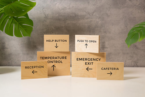 4x6 Birch Plywood Sign (D2) - Your Text On Wooden Plate, Custom Signs for Desk or Wall, Guests Shop Office Business Directional Arrow Signs