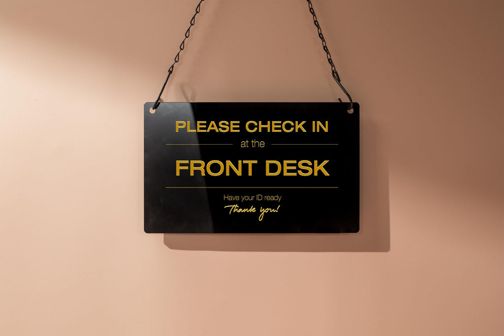 Hanging Acrylic Sign & Black Metal Chain (D6) - 11.5x7" Window Office Home Business Door Wall Signage, Customizable Closed Store Signs