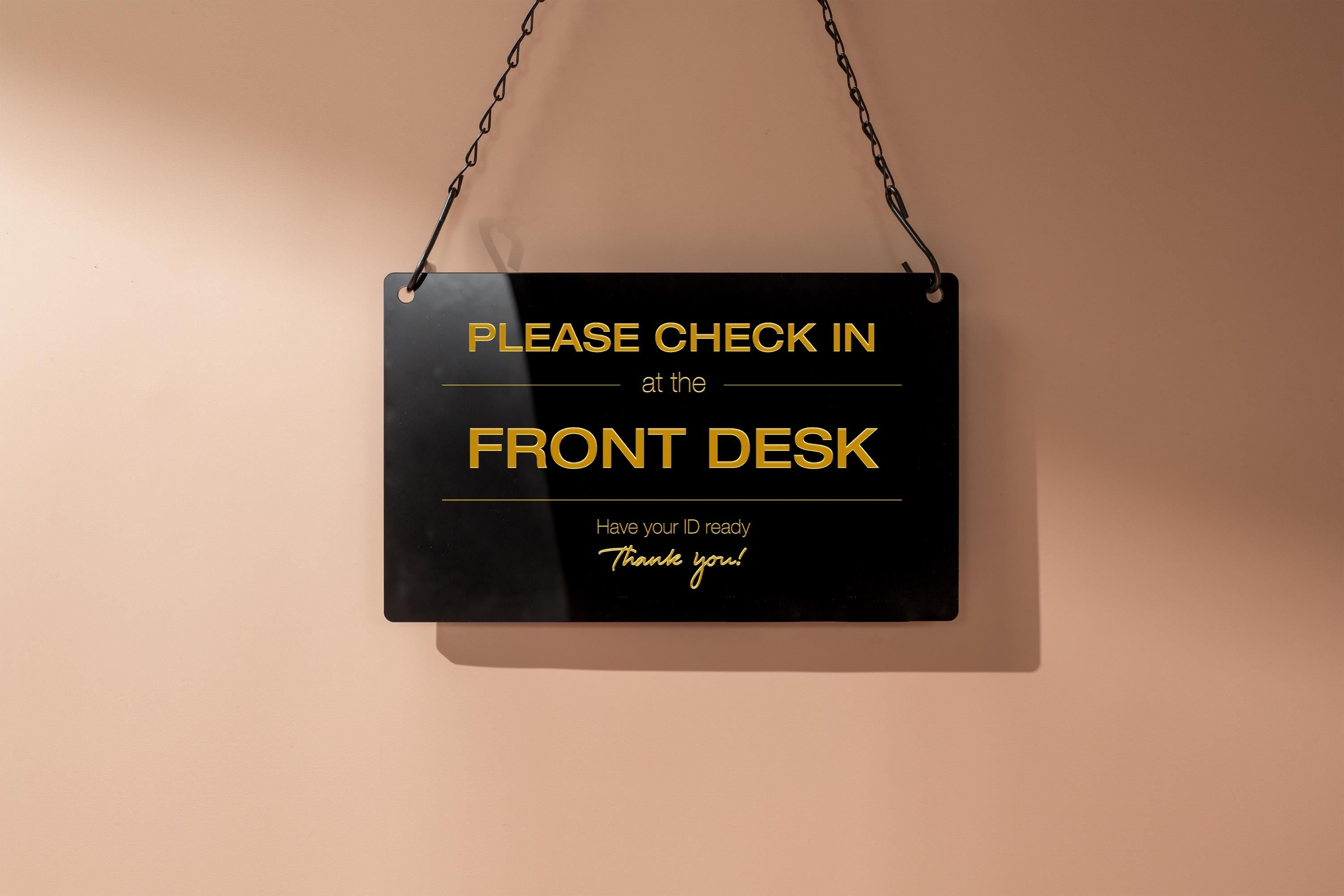 Hanging Acrylic Sign & Black Metal Chain (D6) - 11.5x7" Window Office Home Business Door Wall Signage, Customizable Closed Store Signs