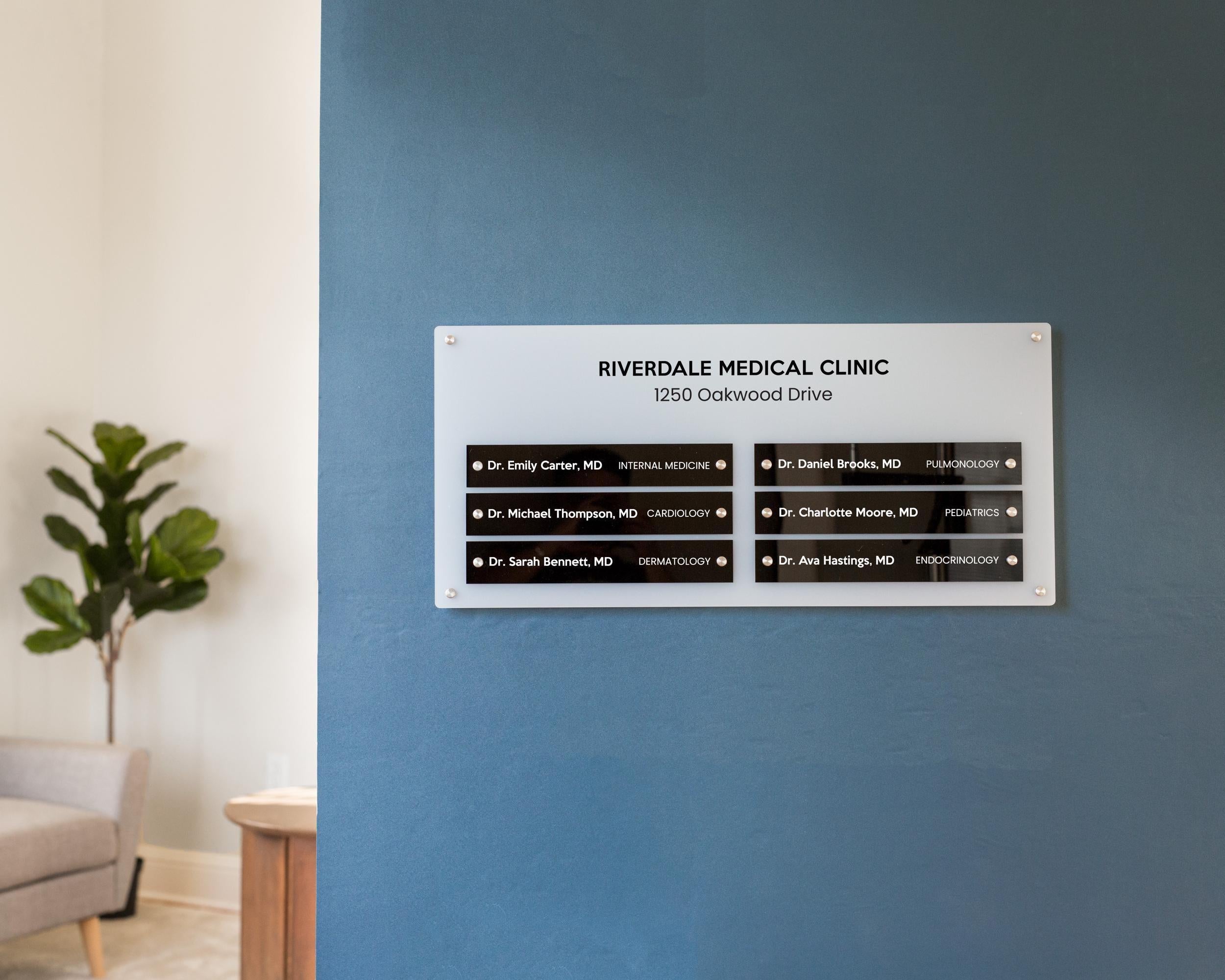 Wall Directory Sign (Slim Plates w/ 2 Columns) - Customizable Office Clinic Lobby Door Building Tenants Business Logo Job Title Room Signage