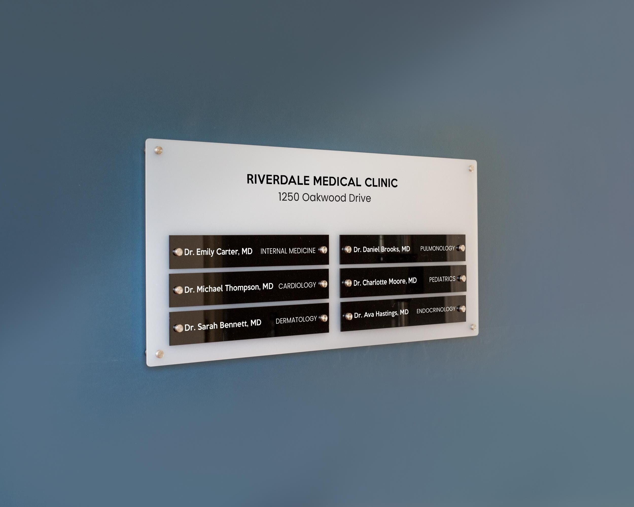Wall Directory Sign (Slim Plates w/ 2 Columns) - Customizable Office Clinic Lobby Door Building Tenants Business Logo Job Title Room Signage