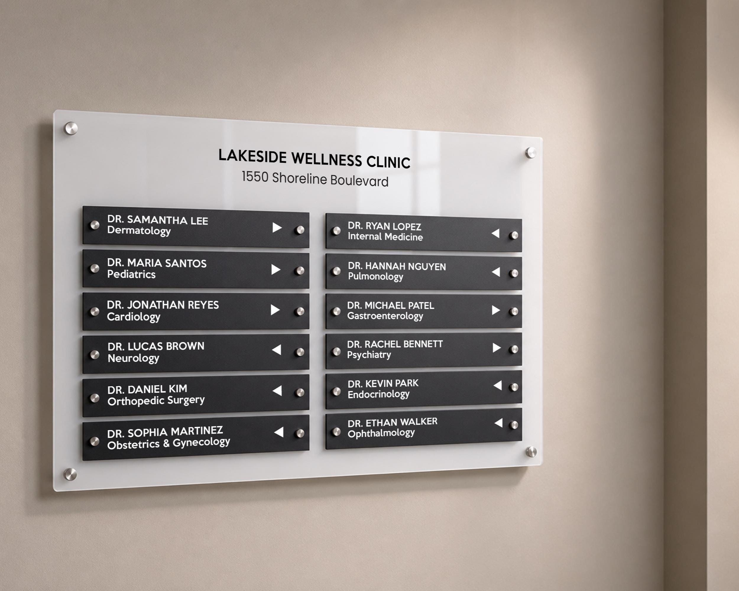 Wall Directory Sign (Slim Plates w/ 2 Columns) - Customizable Office Clinic Lobby Door Building Tenants Business Logo Job Title Room Signage
