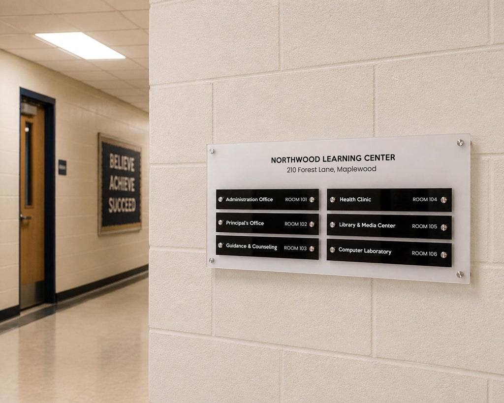 Wall Directory Sign (Slim Plates w/ 2 Columns) - Customizable Office Clinic Lobby Door Building Tenants Business Logo Job Title Room Signage