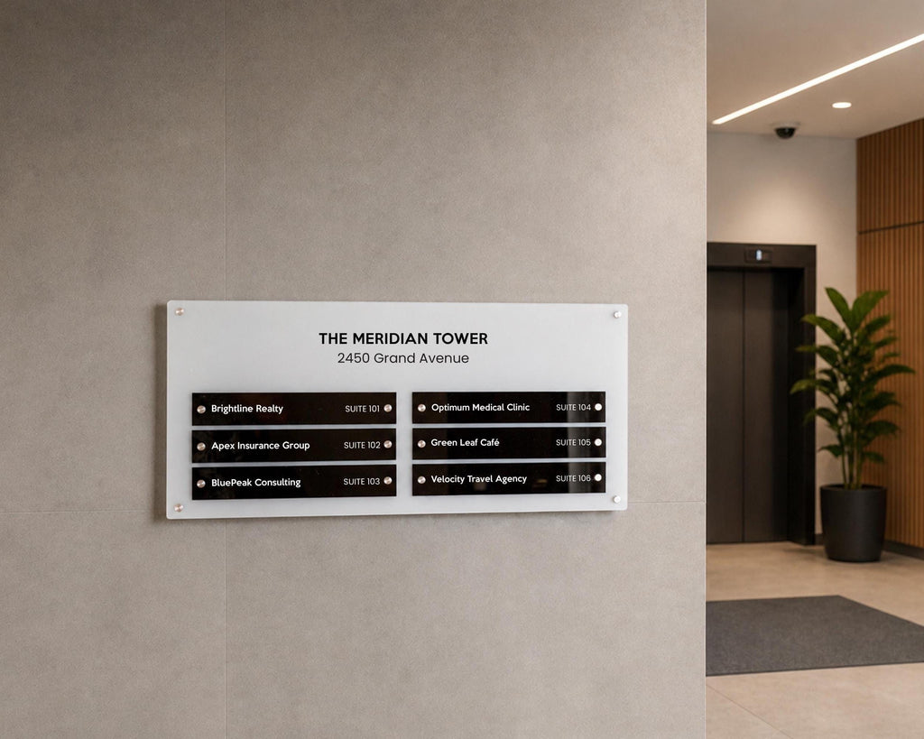Wall Directory Sign (Slim Plates w/ 2 Columns) - Customizable Office Clinic Lobby Door Building Tenants Business Logo Job Title Room Signage
