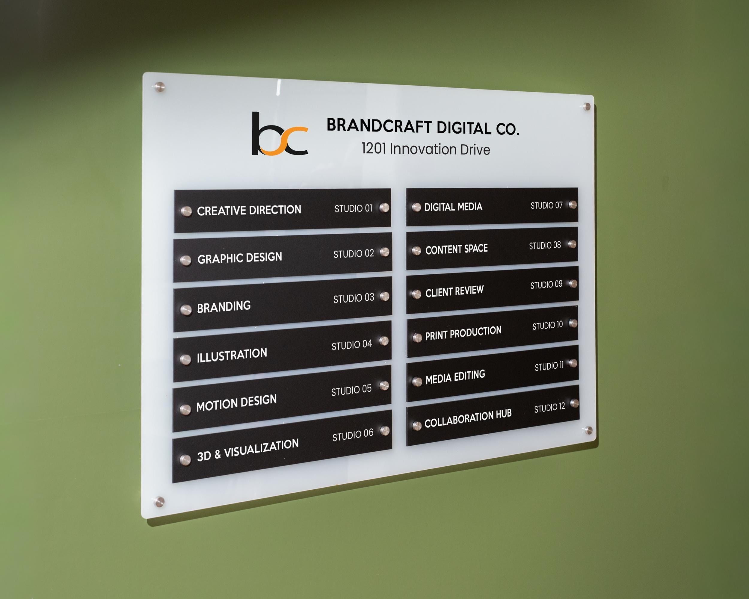 Wall Directory Sign (Slim Plates w/ 2 Columns) - Customizable Office Clinic Lobby Door Building Tenants Business Logo Job Title Room Signage
