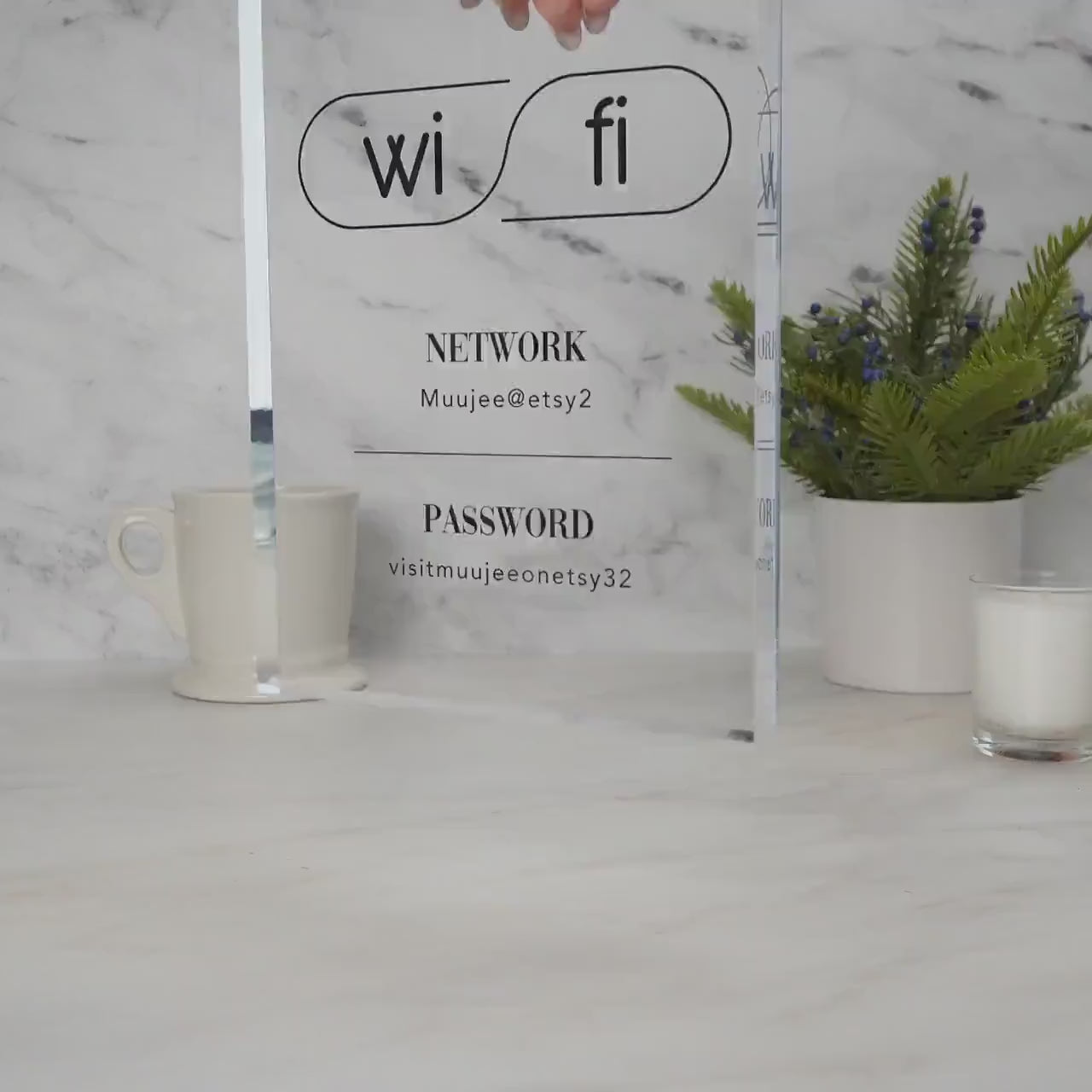 Wifi Password Sign (Acrylic Block) - Custom Home Airbnb Rental Sign for Small Business Hair Nail Salon Station Decor Restaurants Bars Hotel