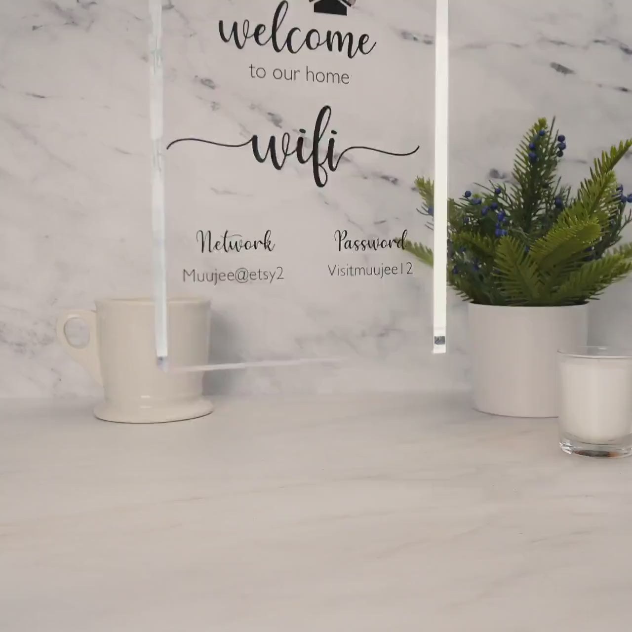 Wifi Password Sign (Acrylic Block) - Custom Guest Table Top Sign for Home Decor Airbnb Rental House Small Business Restaurant Bar Guestroom
