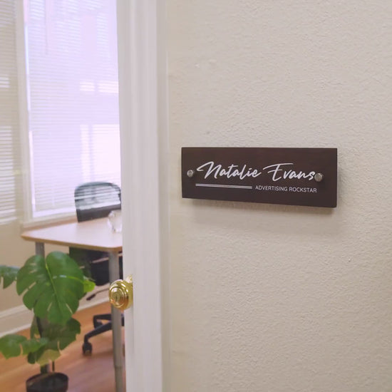Wood Wall Sign Name Plate - UV Printed Personalized Door Office Sign, Executive CEO Sign, New Job Business Decor, Birthday, Promotion Gift
