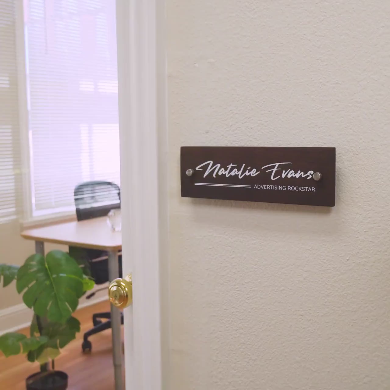 Wood Wall Sign Name Plate - UV Printed Personalized Door Office Sign, Executive CEO Sign, New Job Business Decor, Birthday, Promotion Gift