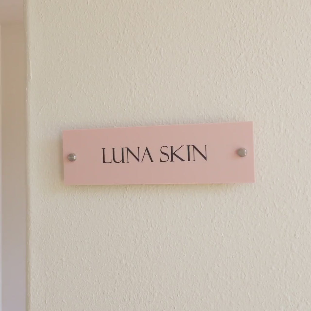 Wall Sign Name Plate (D1)- 2 Sizes Personalized Acrylic Door Office Sign, Salon Lash Nails Small Business Shop Signage, Work Rental Signs