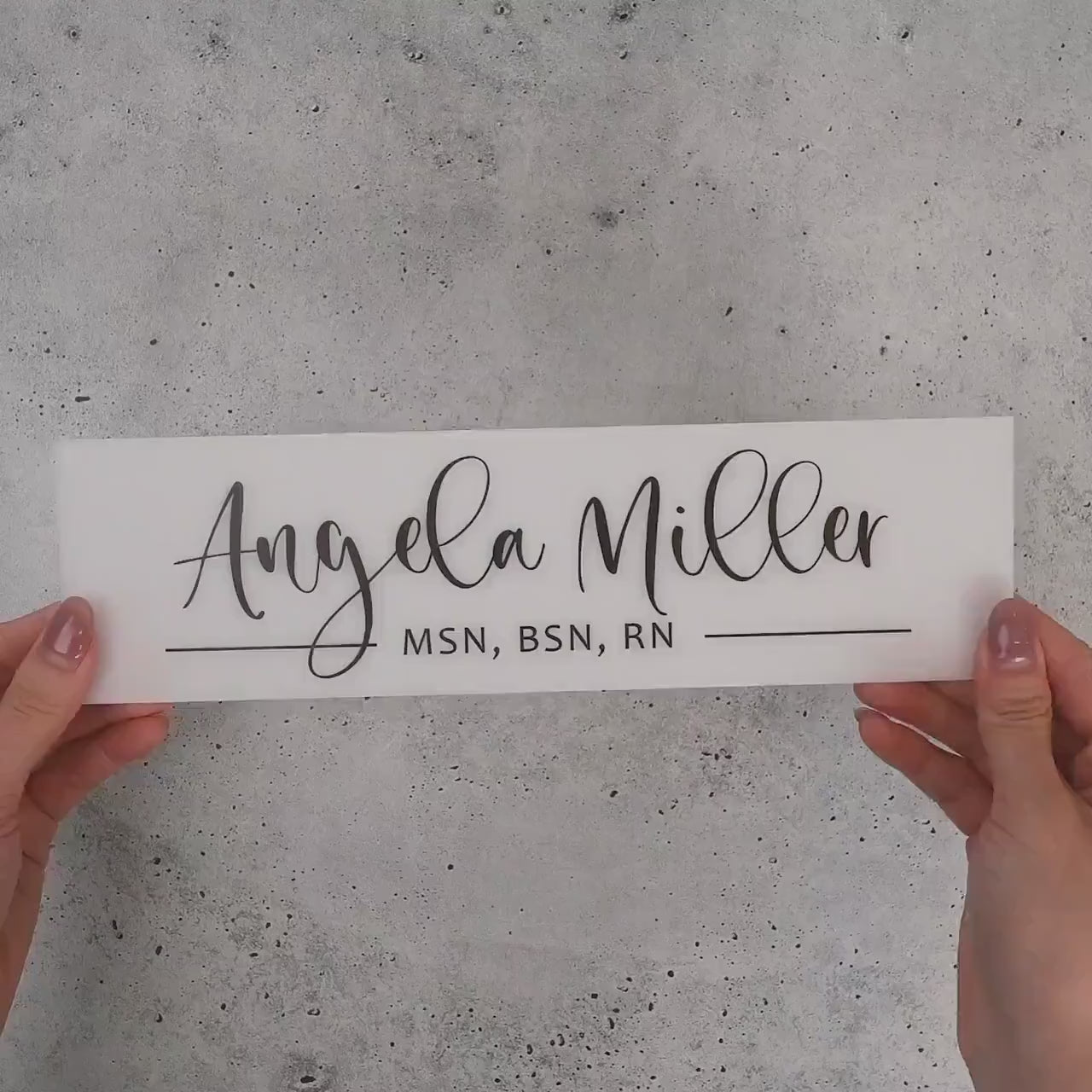 Wall Sign Name Plate (No Hole) D3 - 2 Sizes Personalized Stick on Shop Home Office Glass Wall or Door, Minimalist Gift for Small Business