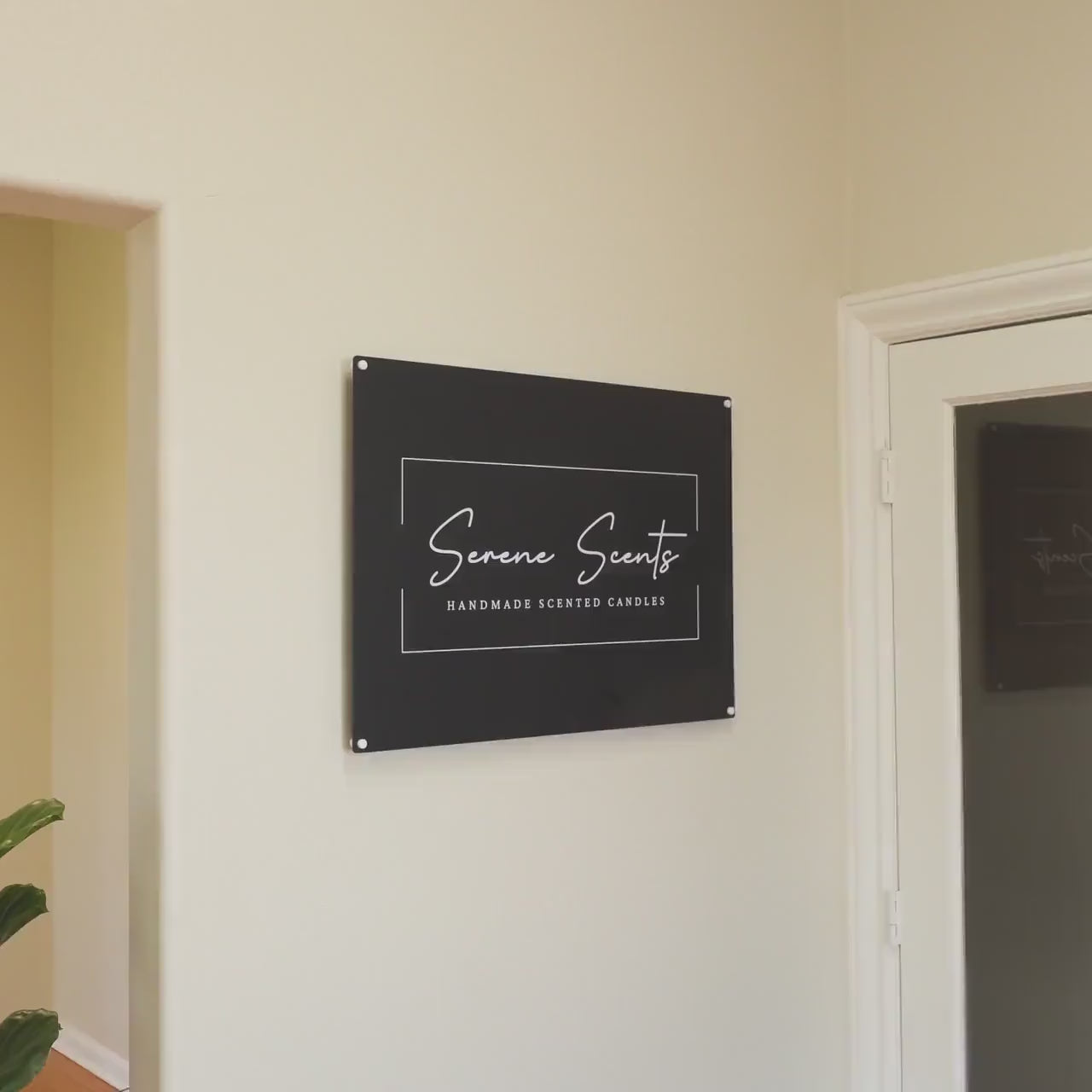 Black Acrylic Office Door Sign w/ Metal Stand Offs - 11.5x7 Custom Personalized Logo, Office Wall Decor, Salon Sign, Office Storefront