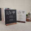 Wifi Acrylic Sign w/ Wood Base - 6.5 x 7.75" Ice or Black Table Sign for Home Airbnb Rental Small Business Salon Restaurant Bar Hotel Café