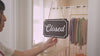 Open Closed Wood Hanging Sign (Design 3) - Double Sided Business Storefront Signage for Restaurants Retail Store Mom Pop Vintage Boutique