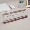 Personalized Acrylic Name Block (D3) - w/ Optional Wooden Base, Minimal Executive Desk CEO Sign, Job Office Decor, Teacher or Promotion Gift