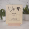 Wood Wifi Sign w/ Maple Wood Stand (Design 2) - Network Display Sign for Small Business Cafe Restaurant Beauty Spa AirBnB Rental Essential