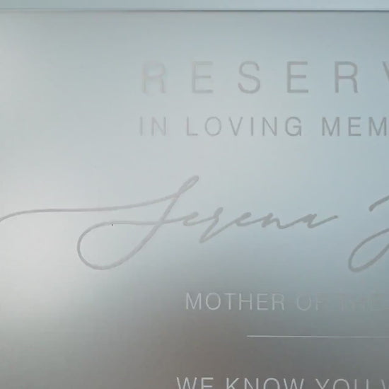 Reserved Hanging Acrylic Sign with Ribbon - Black or Frosted 11.5x7" Sign, In Loving Memory Sign for Wedding Chair Aisle, Memory Table Sign