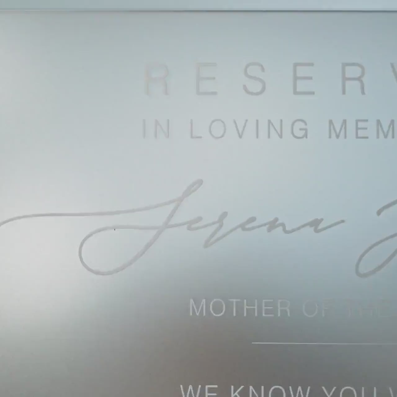 Reserved Hanging Acrylic Sign with Ribbon - Black or Frosted 11.5x7" Sign, In Loving Memory Sign for Wedding Chair Aisle, Memory Table Sign