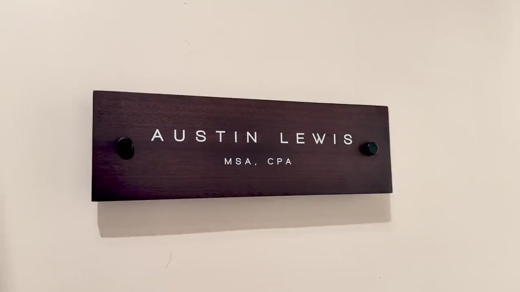 Wood Wall Sign Name Plate - Personalized Door Office Sign, New Job or Business Decor, Executive Sign, Staff or Teacher Appreciation Gift